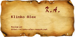 Klinko Alex névjegykártya
