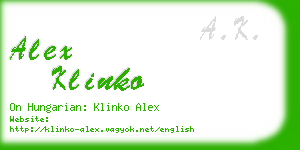 alex klinko business card